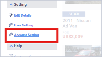 Account Setting menu