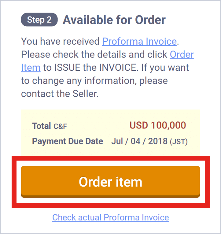 Order Item button