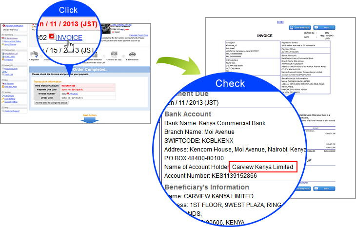 Kenya Pay Invoice link and Name of Account Holder: TCV Kenya Limited